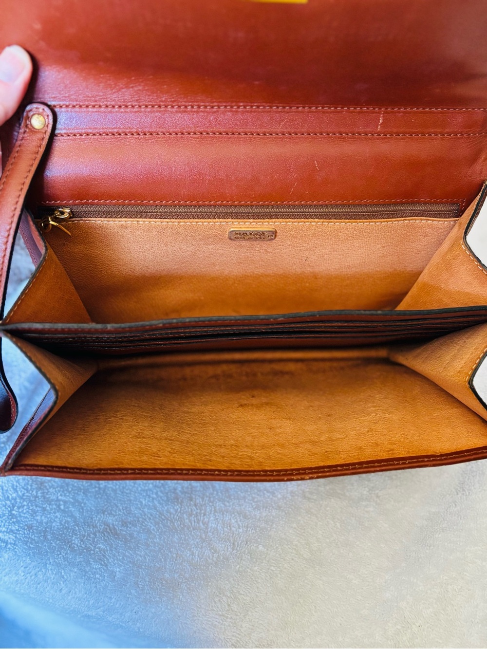Bally Black Leather Wristlet with Brown Leather Trim and Brass Lock Accent - Picture 5 of 9
